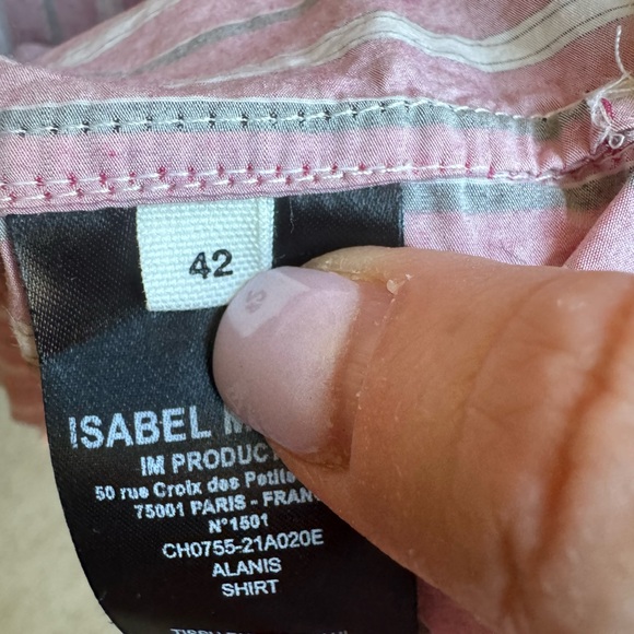 Isabel Etoile Marant Alanis Striped Cotton Shirt in Pale Pink - Picture 8 of 10